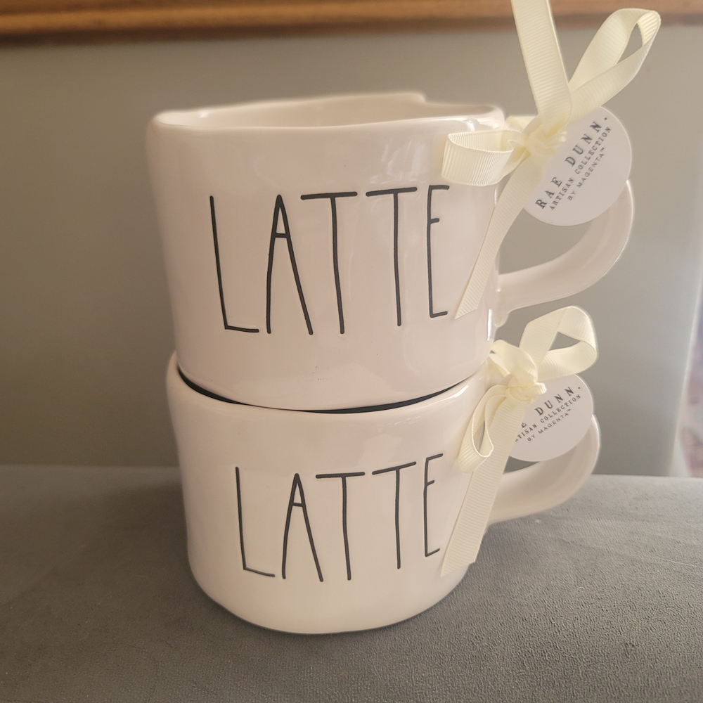 Rae Dunn White Latte Mugs X2